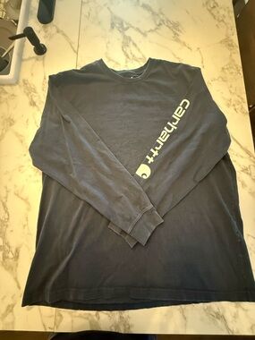 Carhartt Men’s Long-Sleeve Tee with Contrasting Sleeve Logo - Navy